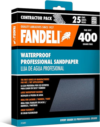 Papel lija grano 400 25 hojas 9x11 para plástico