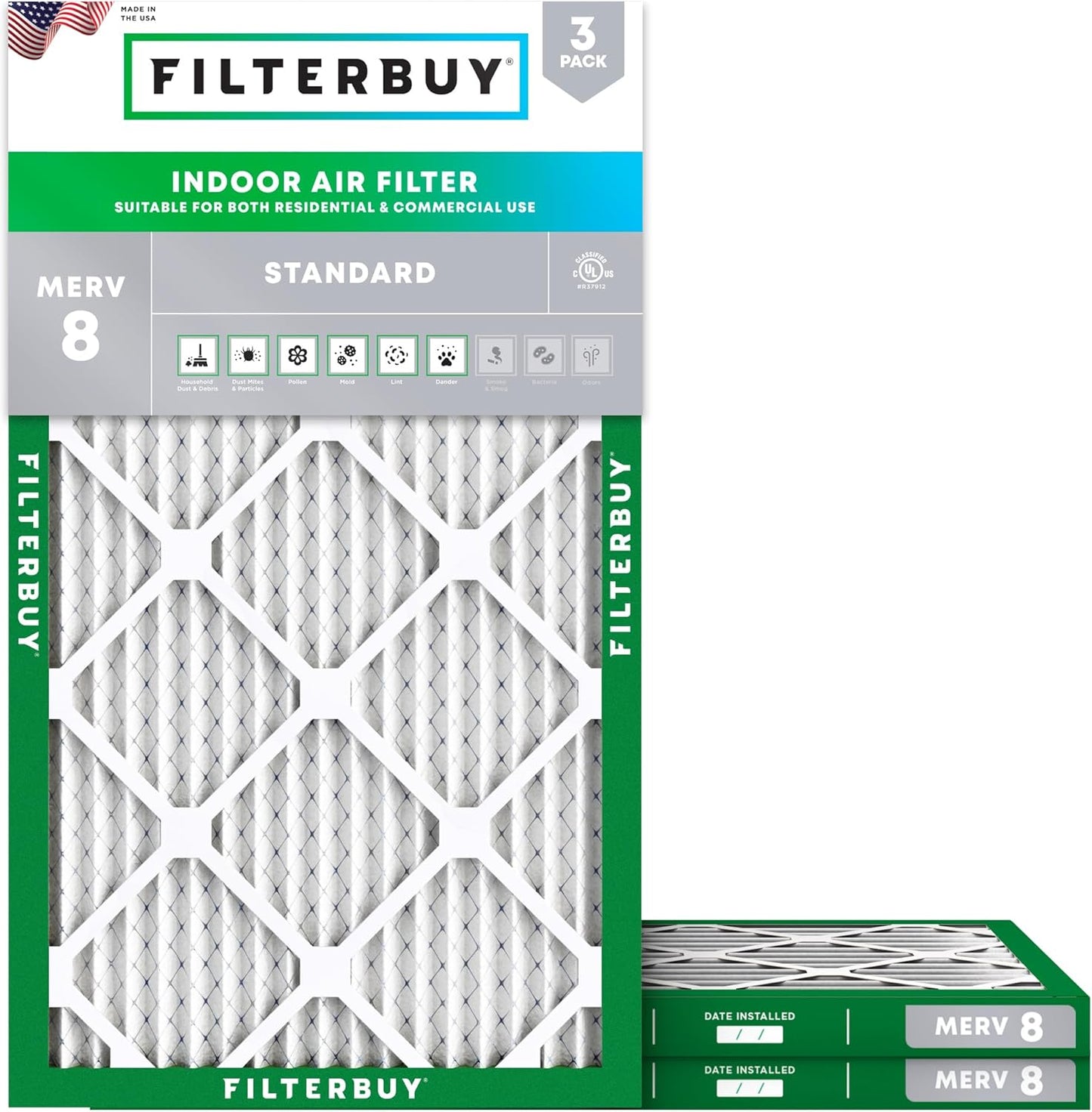 Filtro aire MERV 8 15x25pulg pack 3 para horno CA