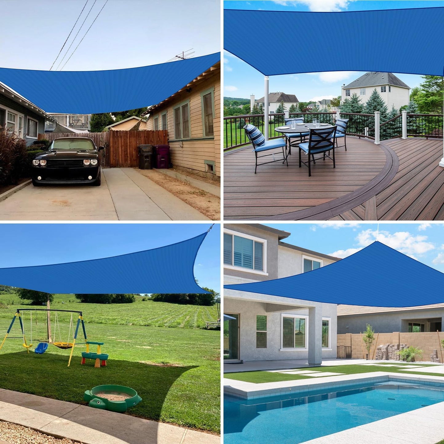 Toldo tipo vela poliuretano Azul protección UV