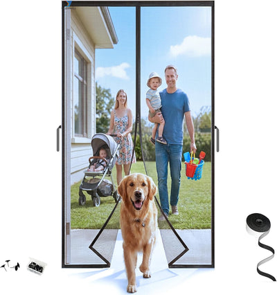 Puerta mosquitera magnética 34x81pulg malla fibra vidrio verano