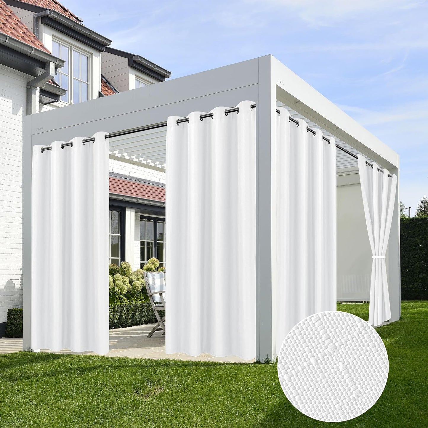 4 Cortinas impermeables lino blanco 95pulg