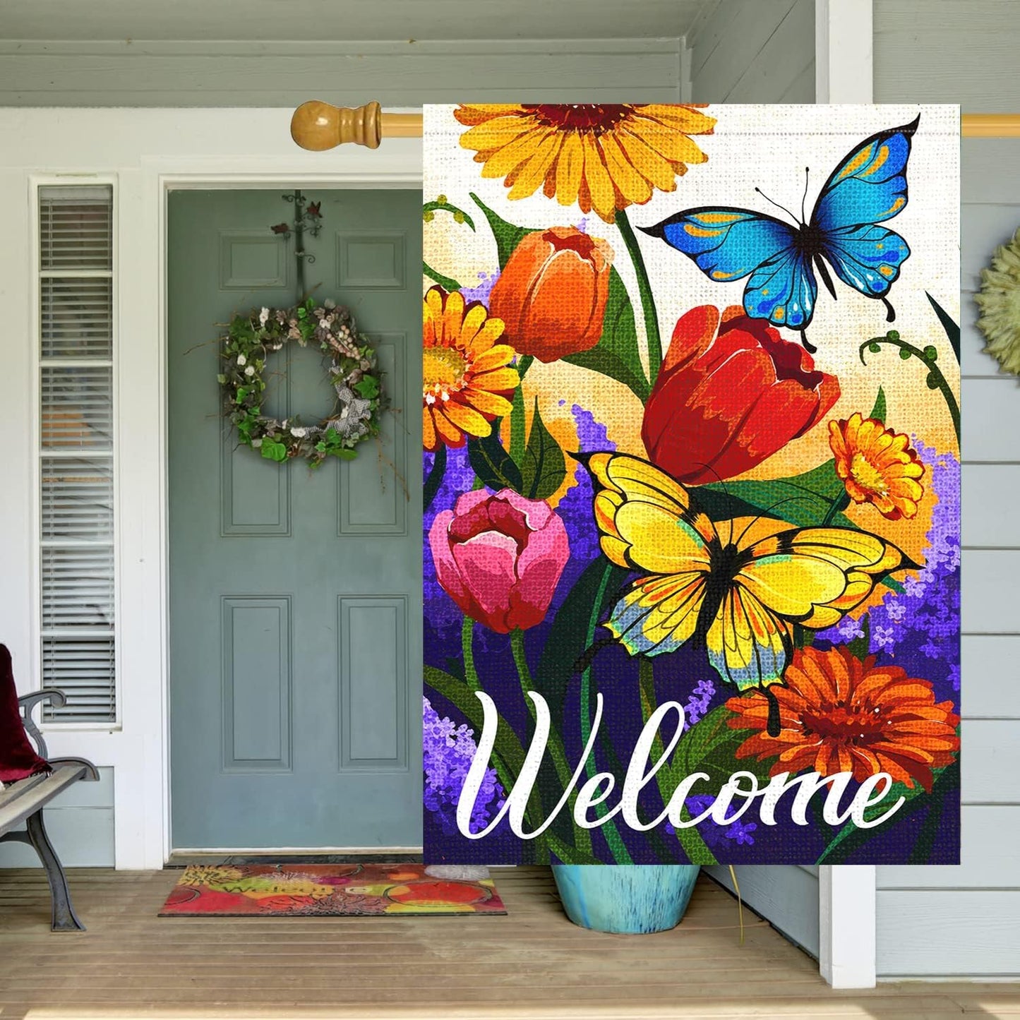 Bandera floral 28x40" doble cara decoración