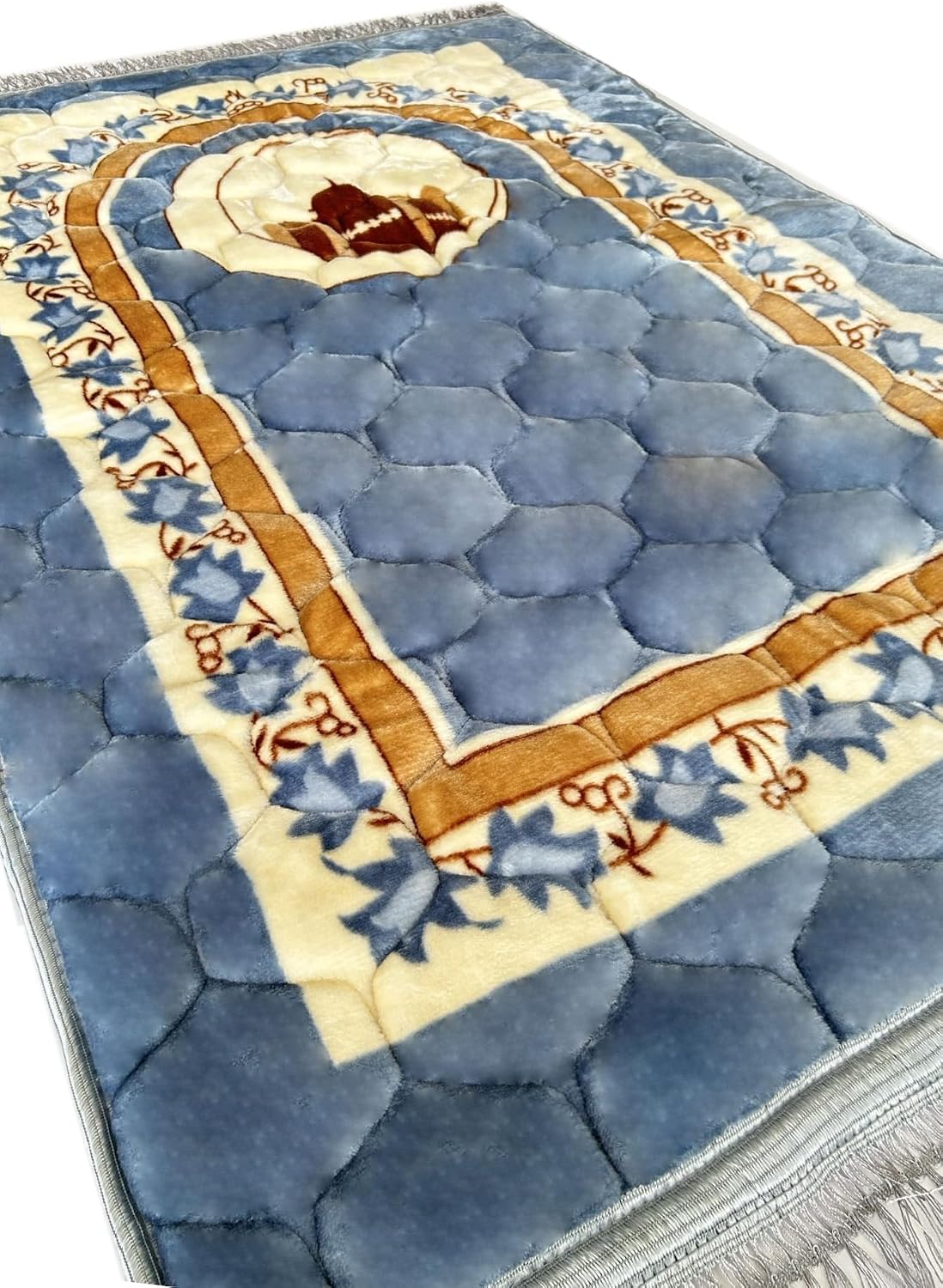Alfombra oración islámica suave azul para viajes Eid