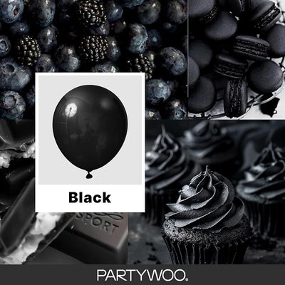 Globos negros mate 36x18x12x10x5 pulg set 100 unidades