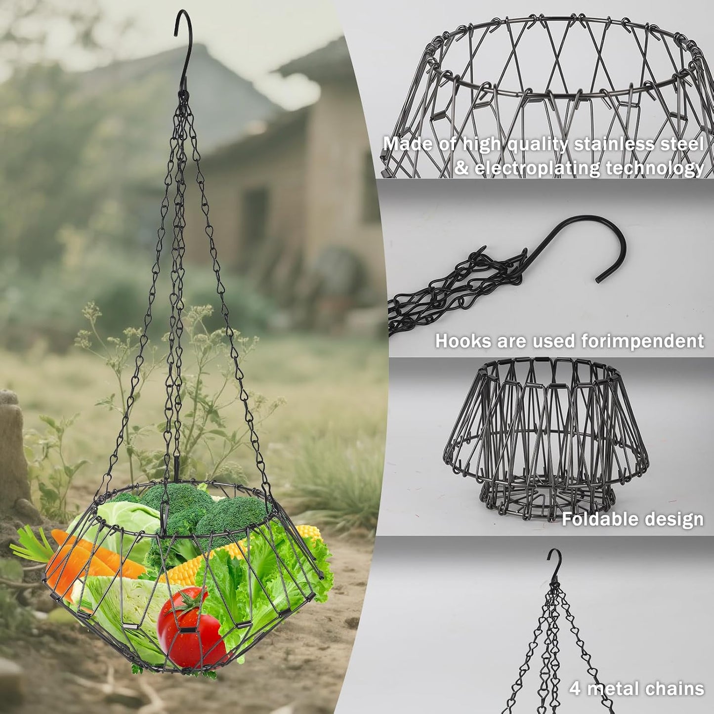 Comedero colgante aves 4 cadenas dispensador plegable