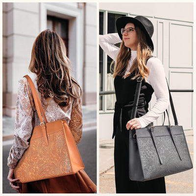 Bolsa tote cuero para laptop 15.6 pulgadas oficina viaje
