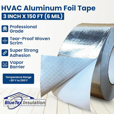 Cinta aluminio HVAC 3pulg x150pies plateada uso pesado
