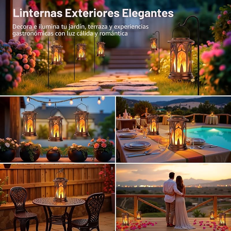 Faroles solares colgantes impermeables 2unid exteriores