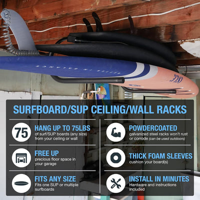 Estantes techo para tablas surf hasta 3 unidades resistentes 75lb