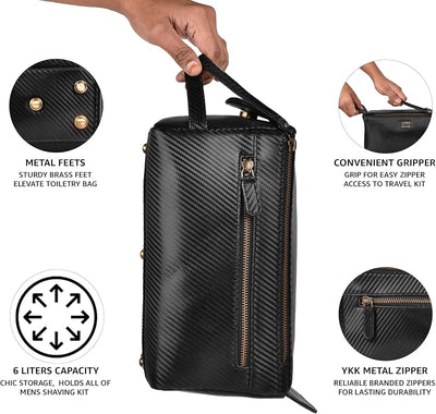 Kit Dopp 2 Negro Carbón para Viaje con Bolsas de Red