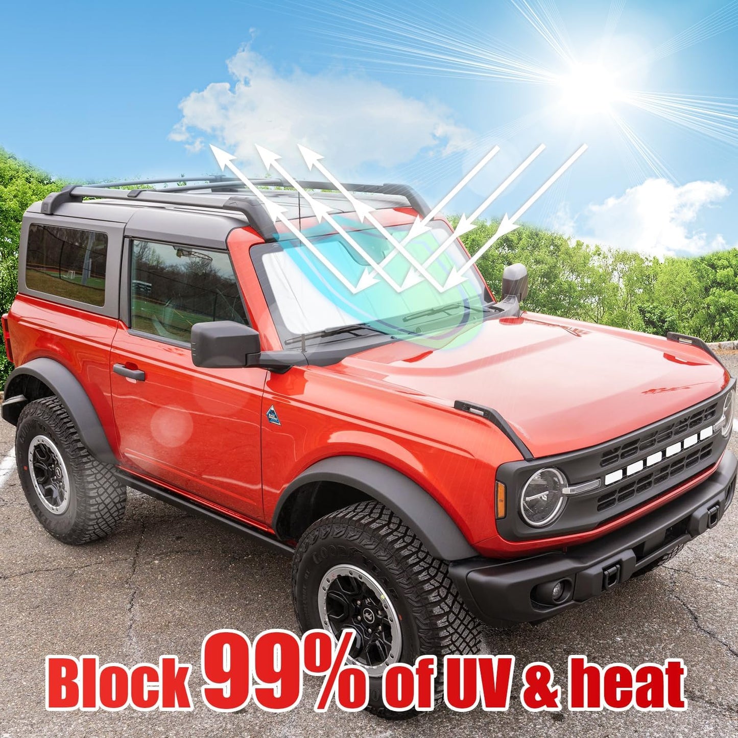 Parasol plegable para parabrisas Ford Bronco bloquea UV