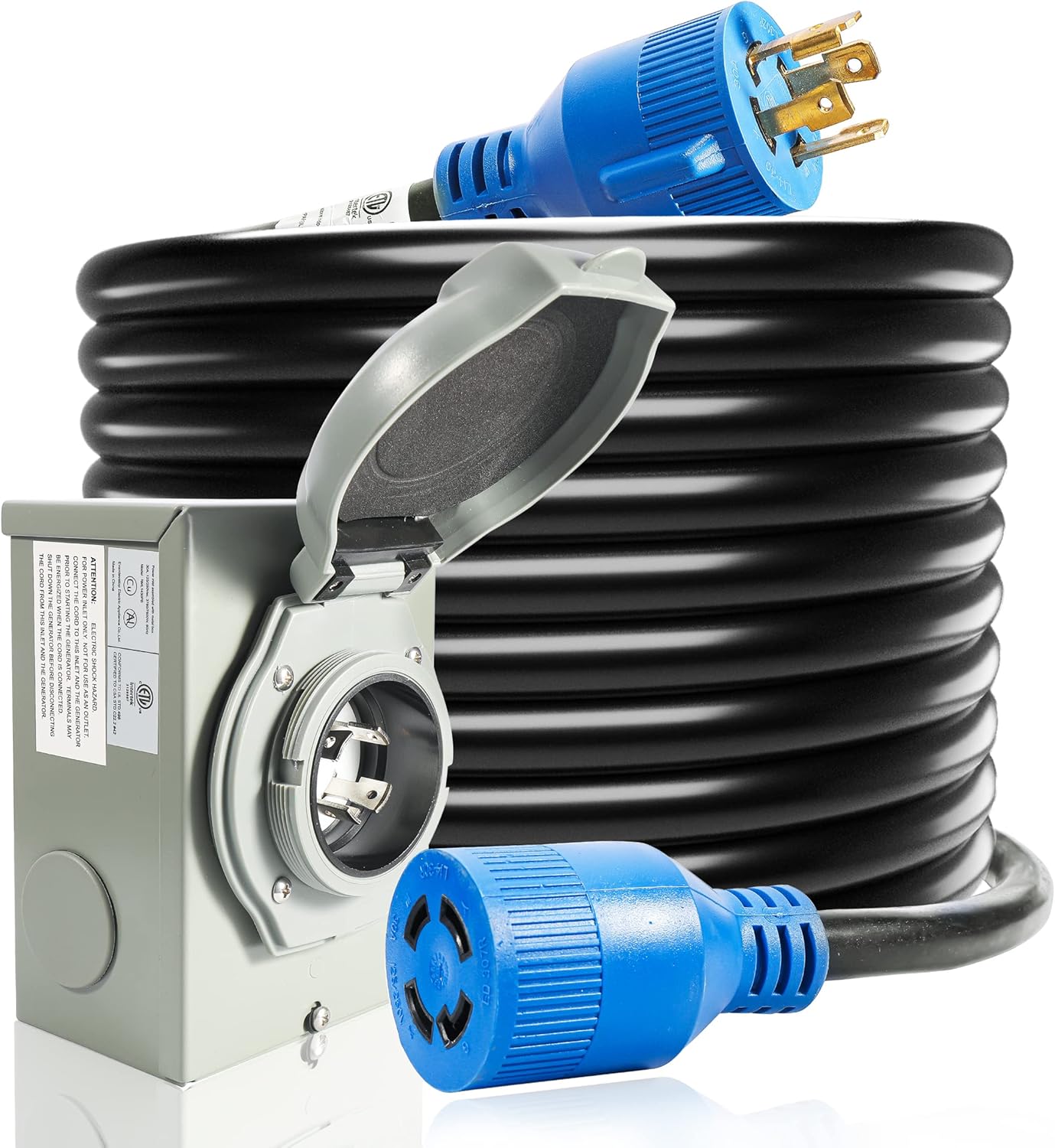 Cable generador 30A NEMA L14-30P a L14-30R conector bloqueo