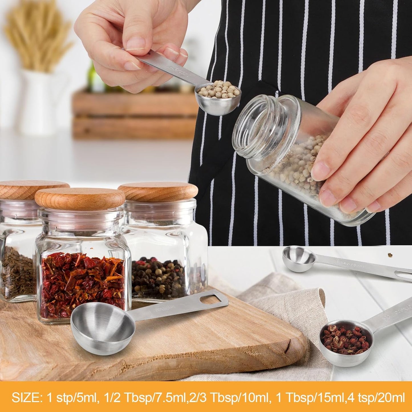 2 Cucharaditas Acero Inox Medidor Individual Cocina