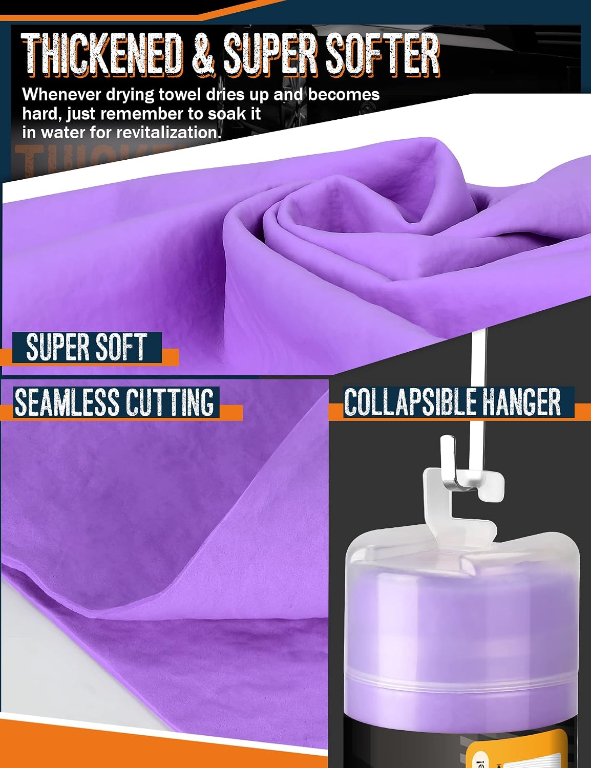 Toalla gamuza auto 26x17pulg absorbente reutiliz.