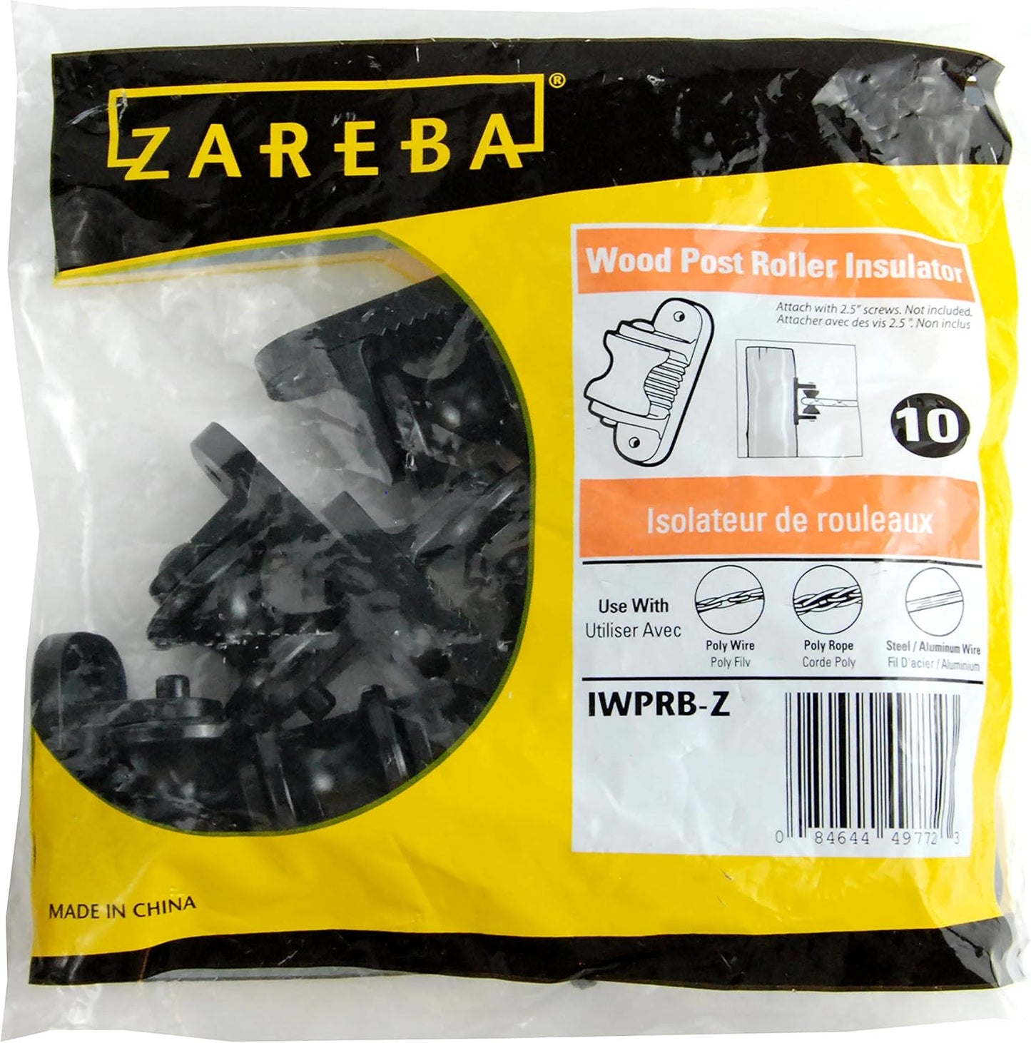 Aislador plástico negro para postes madera pack 10