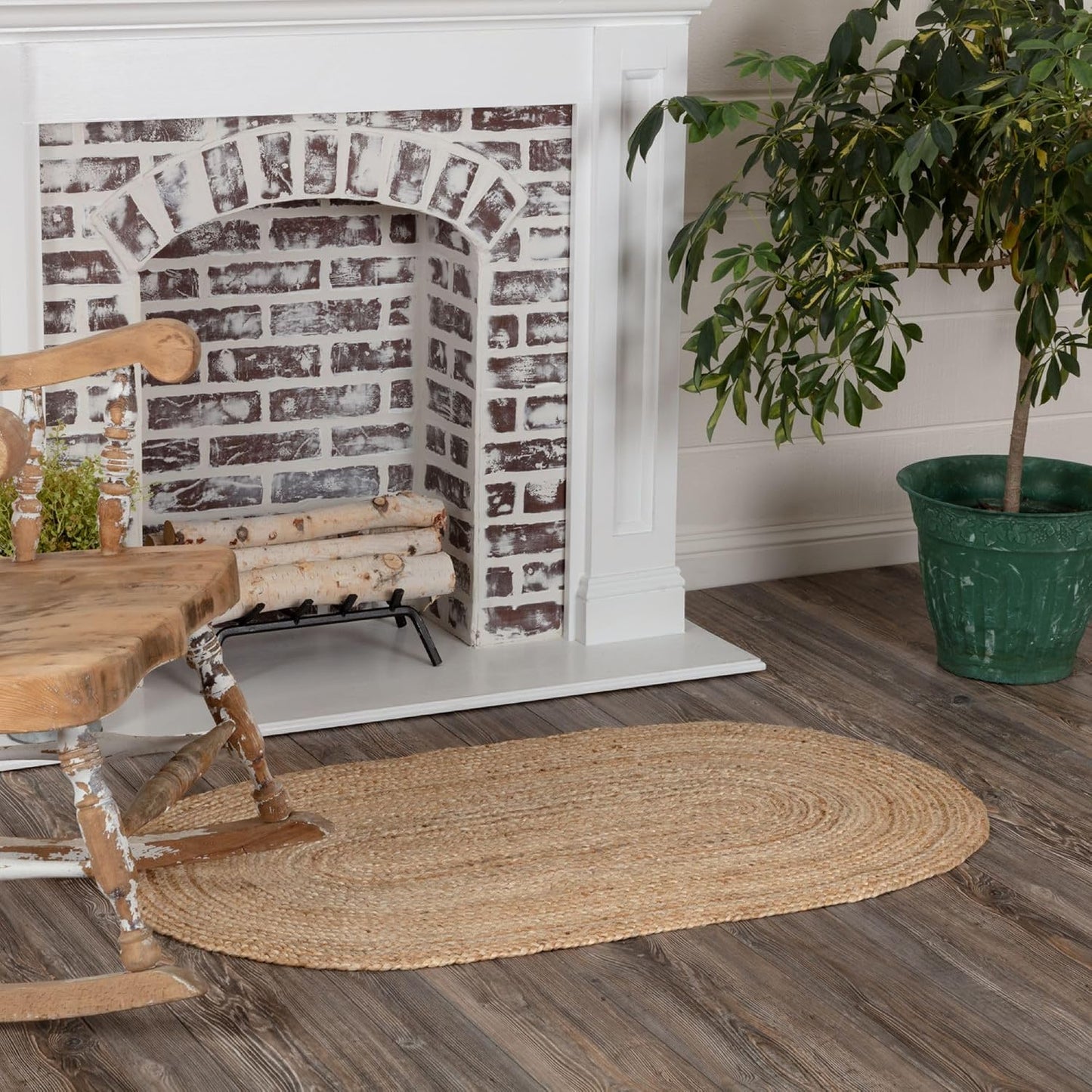 Alfombra ovalada yute con almohadilla 31x44in