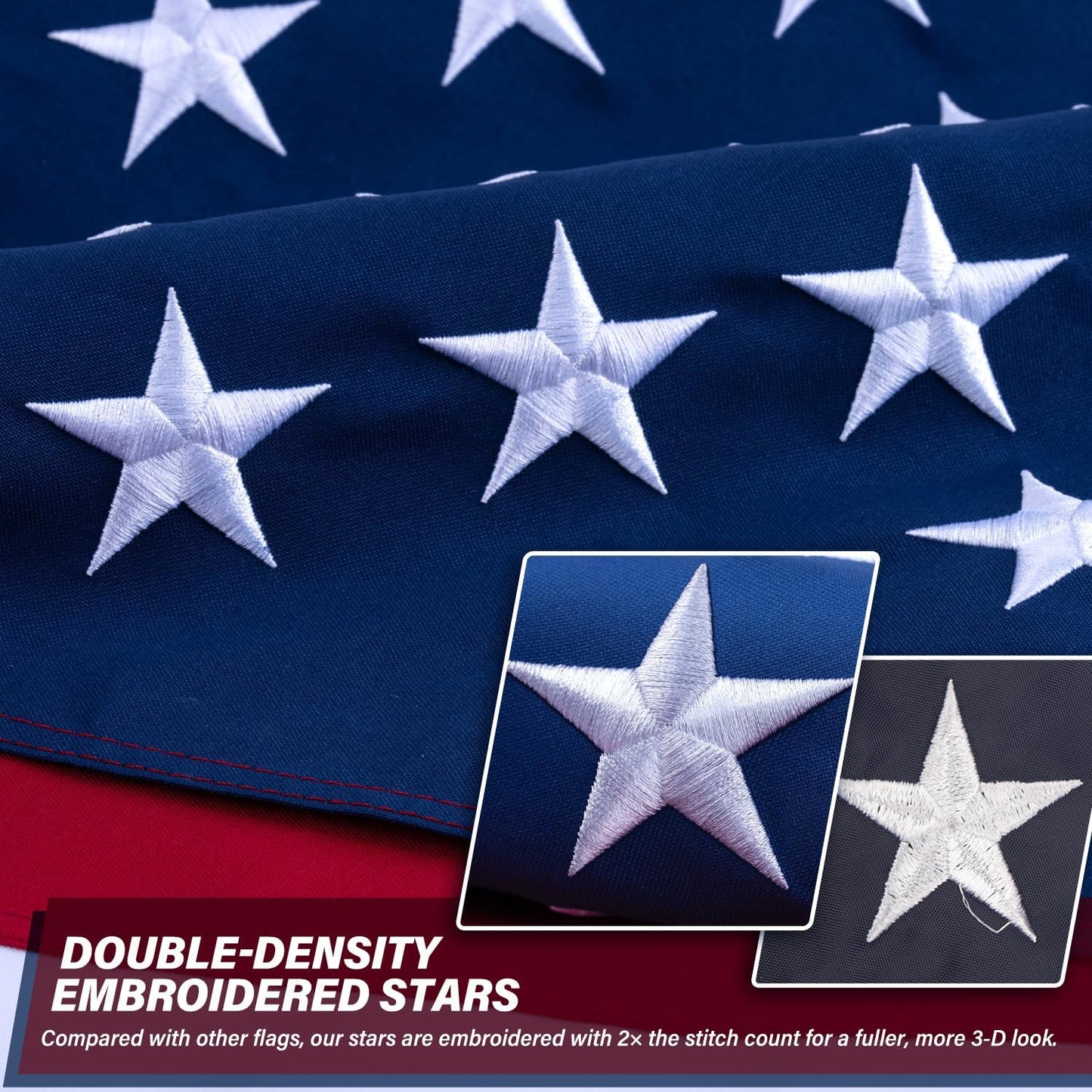 Bandera EE.UU. 5x8ft poliéster estrellas bordadas uso