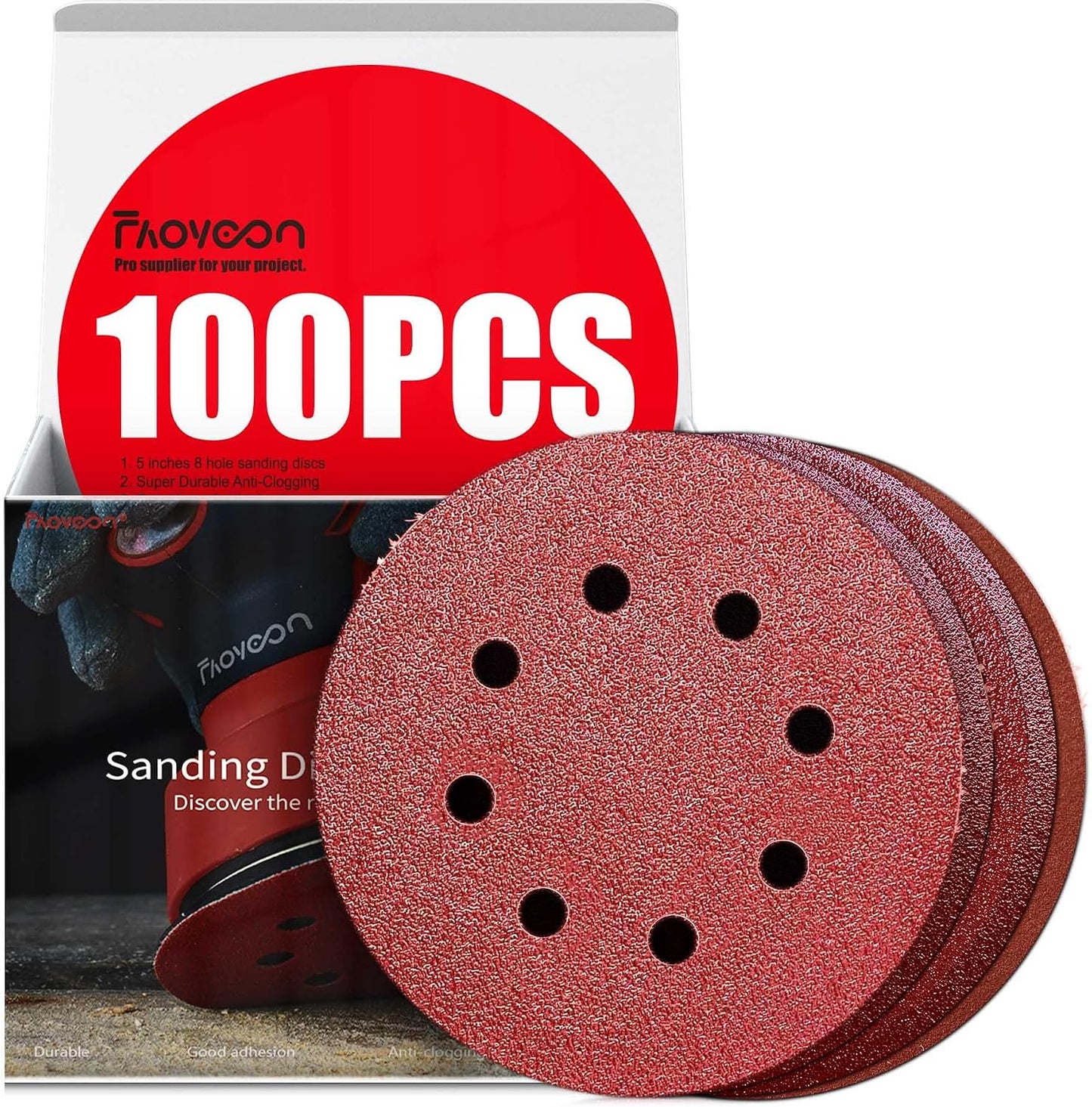 Disco lijado 5pulg 100 pzas 40-220 para lijadora orbital