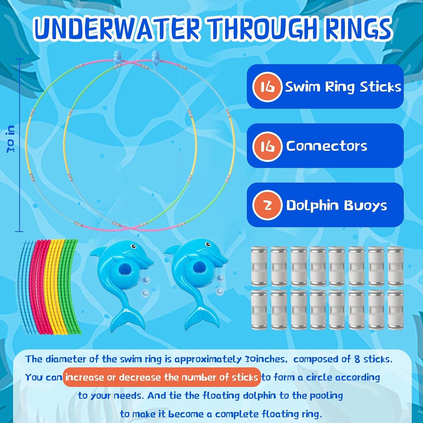 Juguetes de piscina para niños anillos de natación 4-12 años