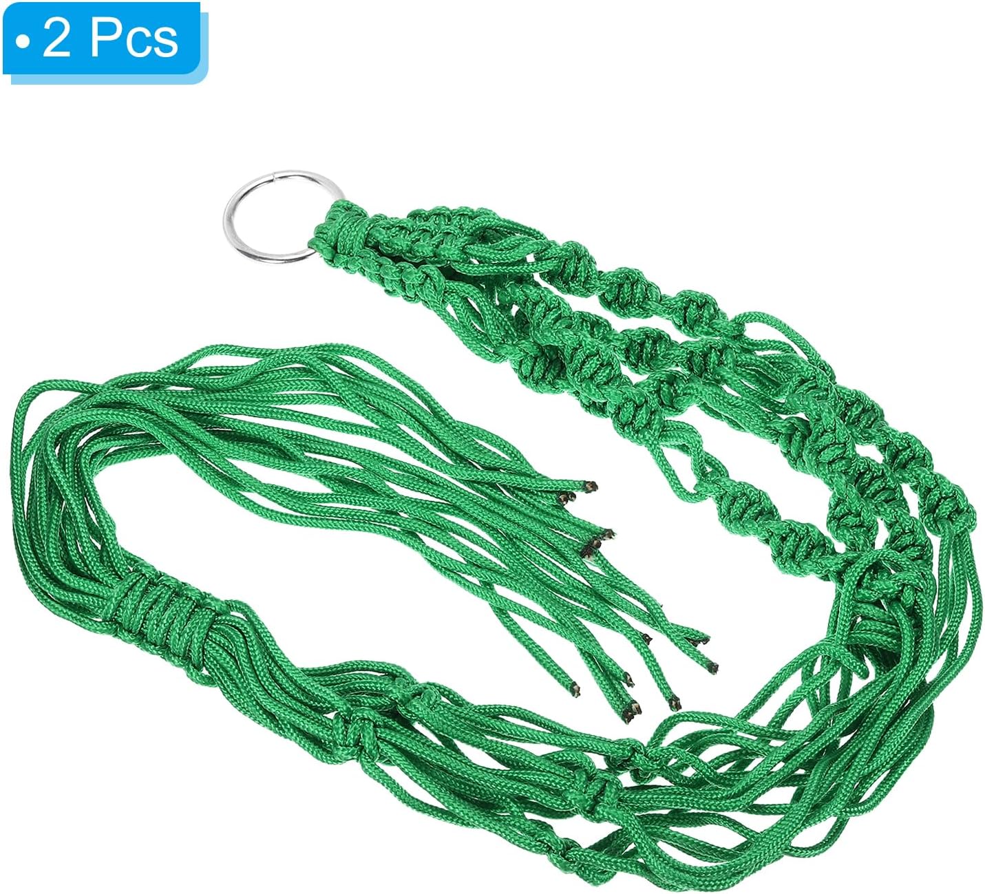 2 Pzas Estantes Colgantes Macramé Madera Plantas Verde