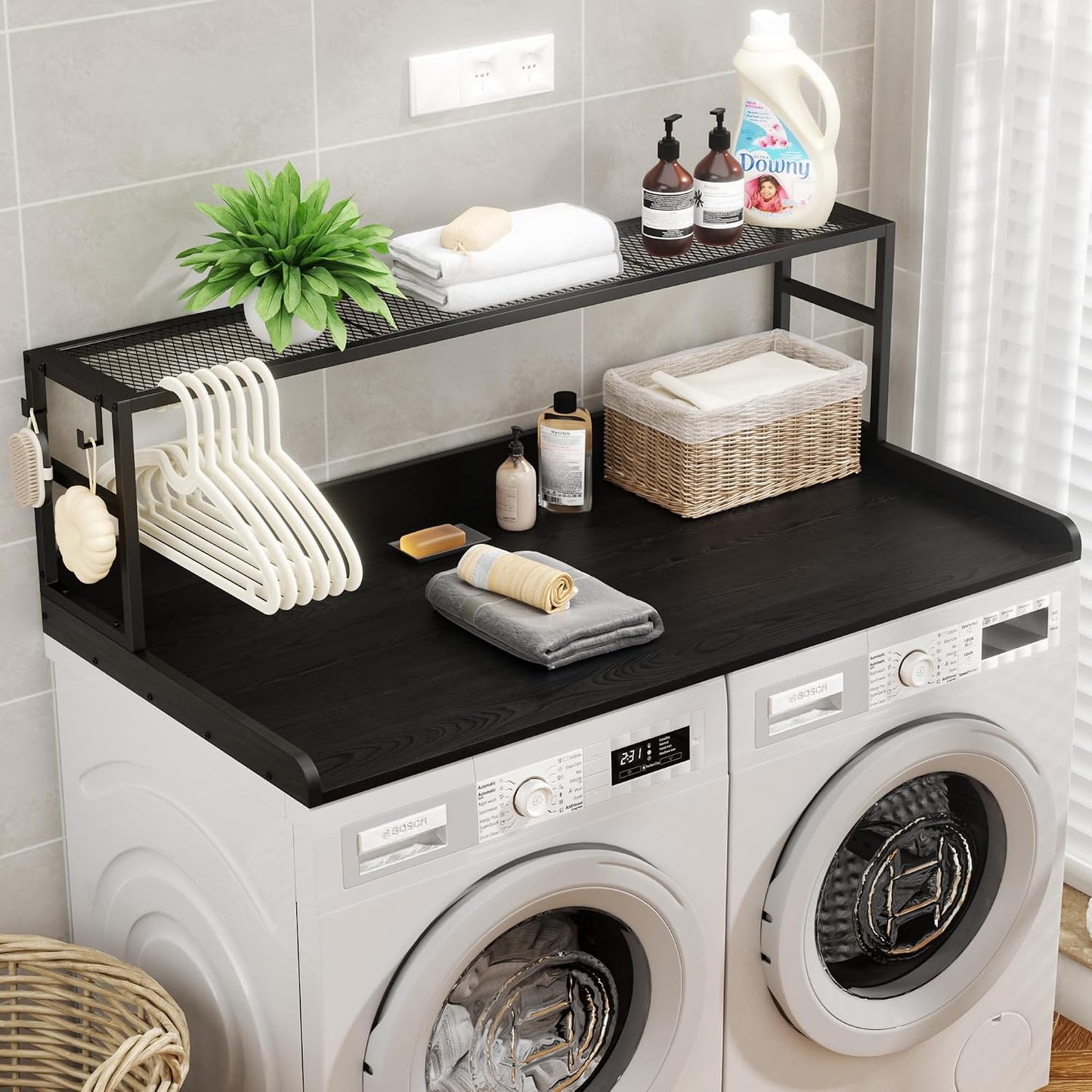 Encimera lavadora secadora madera 54x27.5" almacenamiento