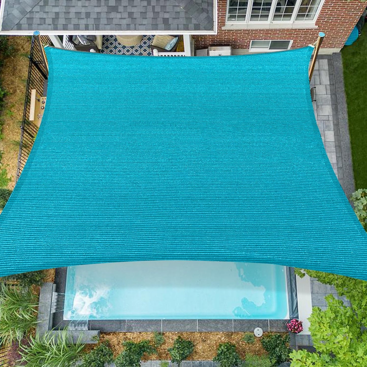 Toldo rectangular 8x8ft UV para porche turquesa