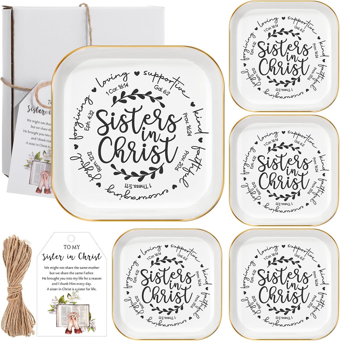 Set 5 bandejas joyería cerámica con tarjetas