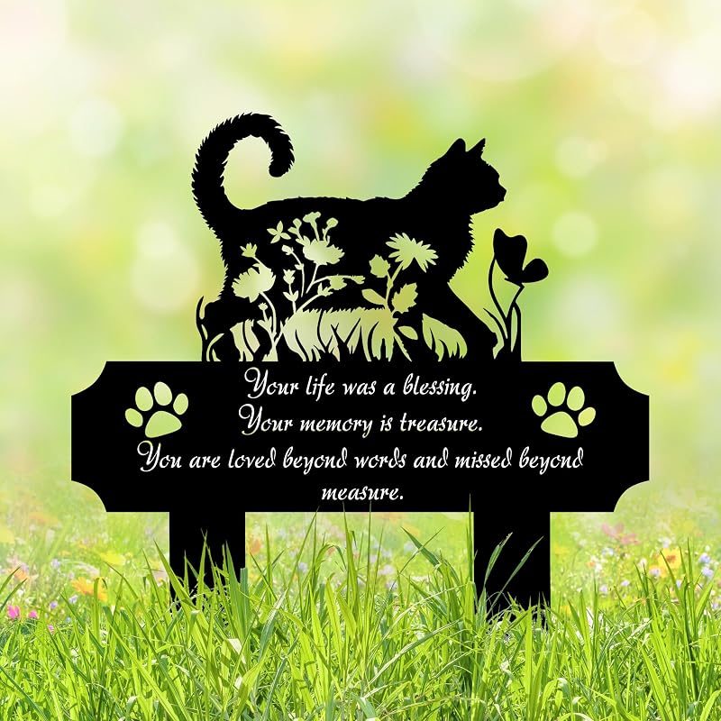 Placa conmemorativa gato 12pulg metal patio resistente