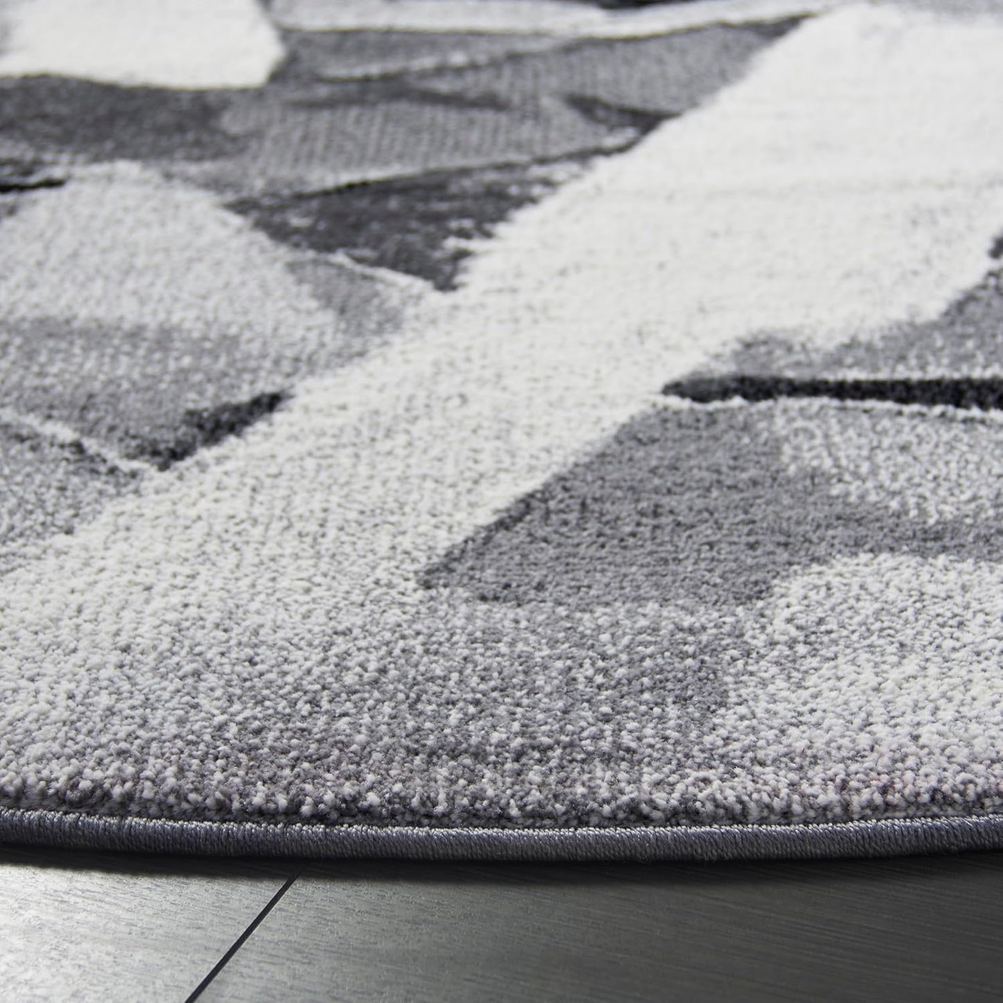 Alfombra redonda 6ft7pulg marfil y gris abstracta