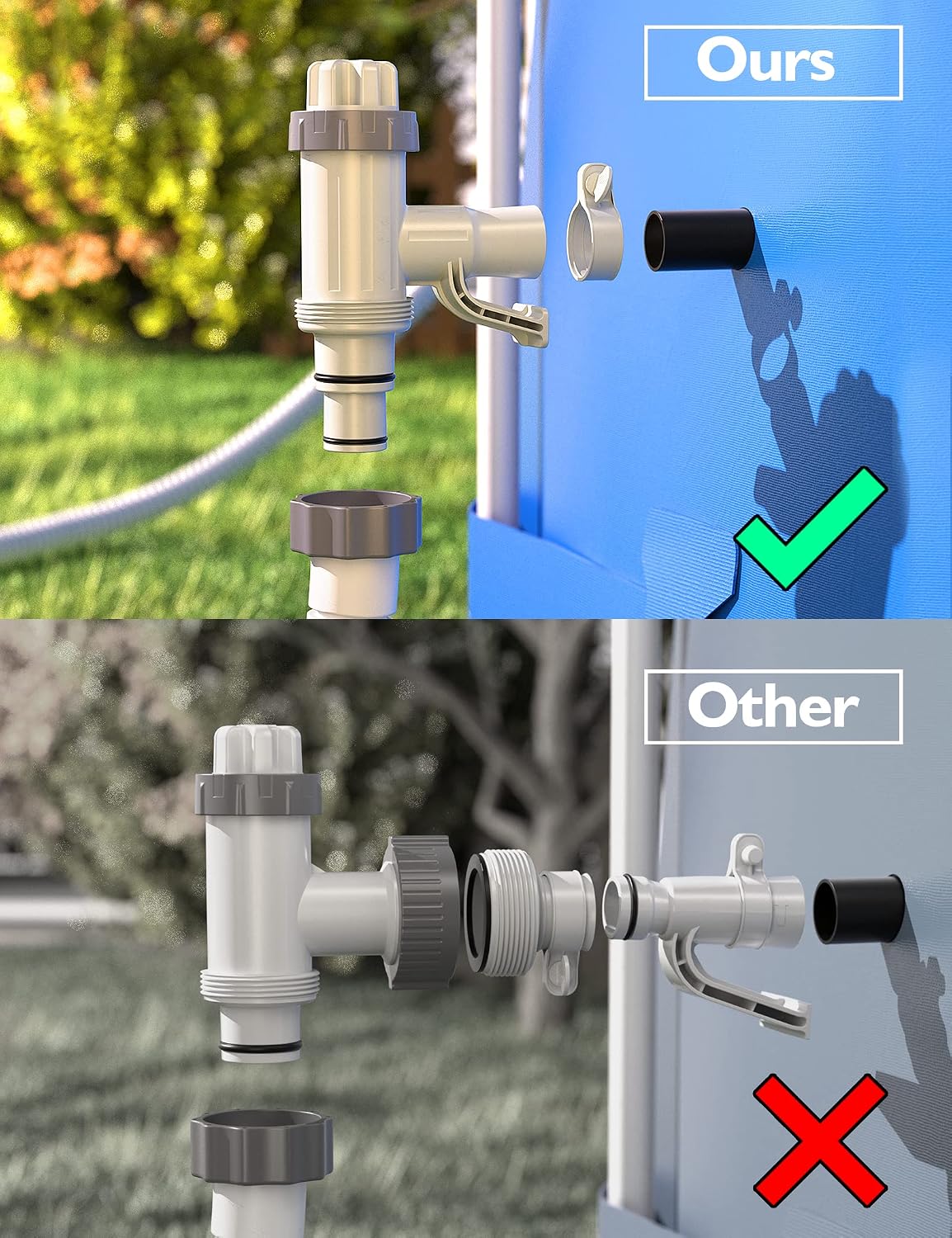 Válvula émbolo piscina sobre suelo 1/4pulg soporte tubo