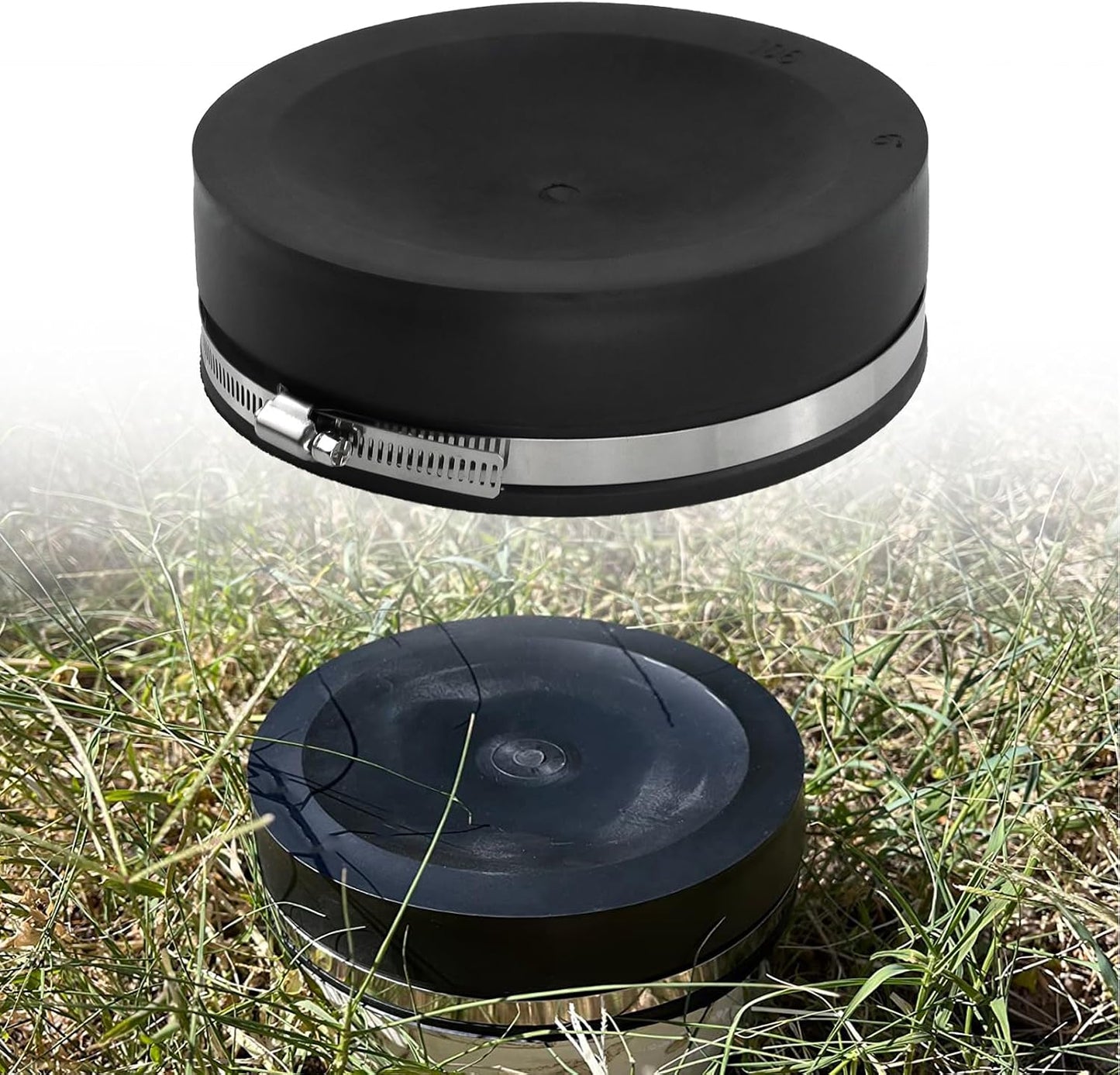 Tapa flexible PVC con abrazaderas acero inox negra