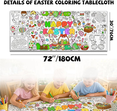 Mantel gigante de Pascua para colorear 75 x 31 pulgadas
