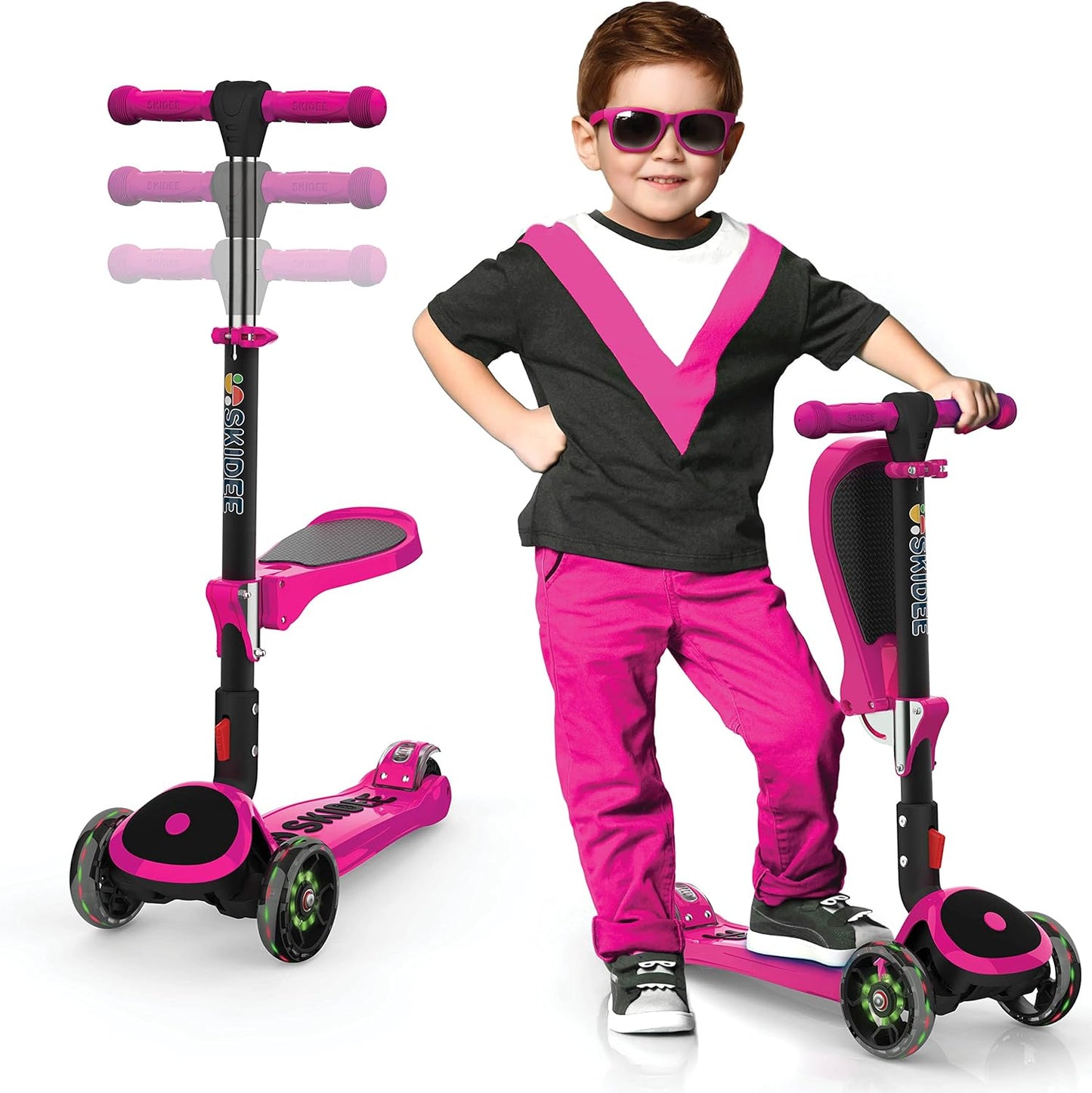 Monopatín plegable para niños 3-12 años con ruedas LED