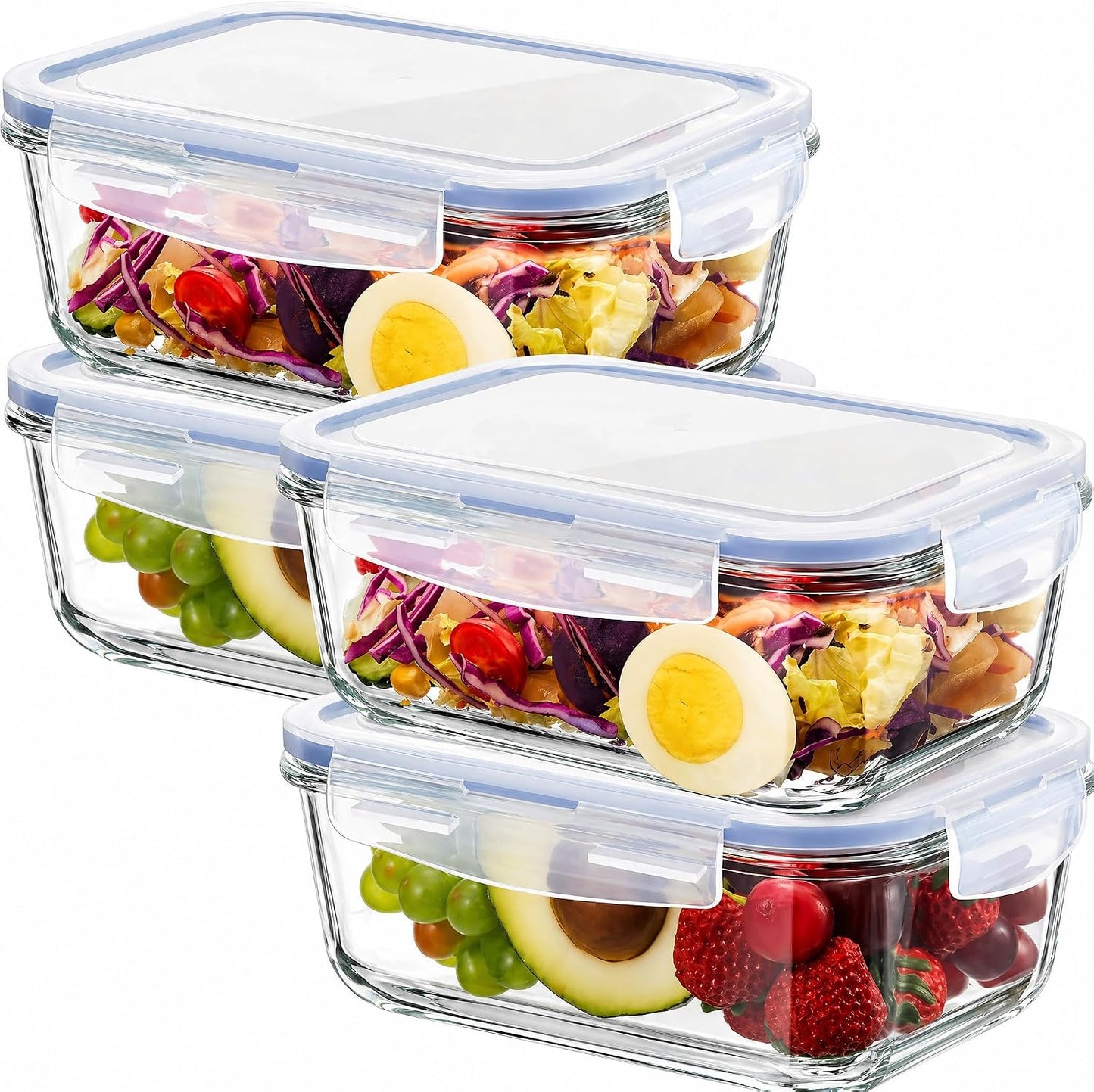 4 Pzas Recipientes Vidrio Borosilicato 63oz