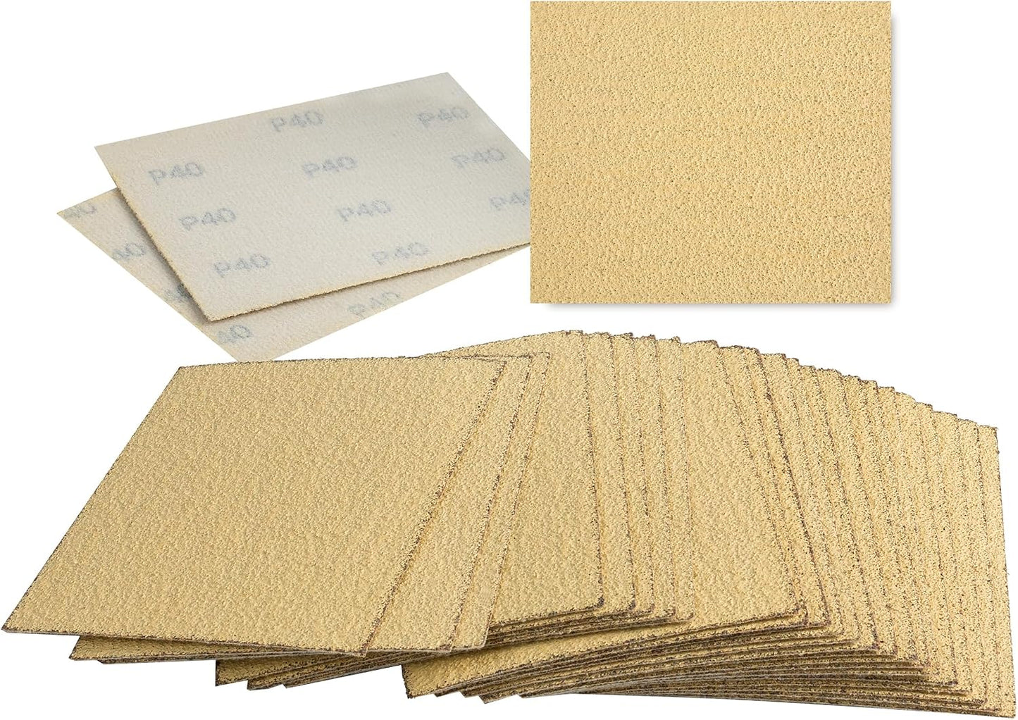 Papel lija 40 grano 4.5x5.5pulg 25 pzas para lijadora palma