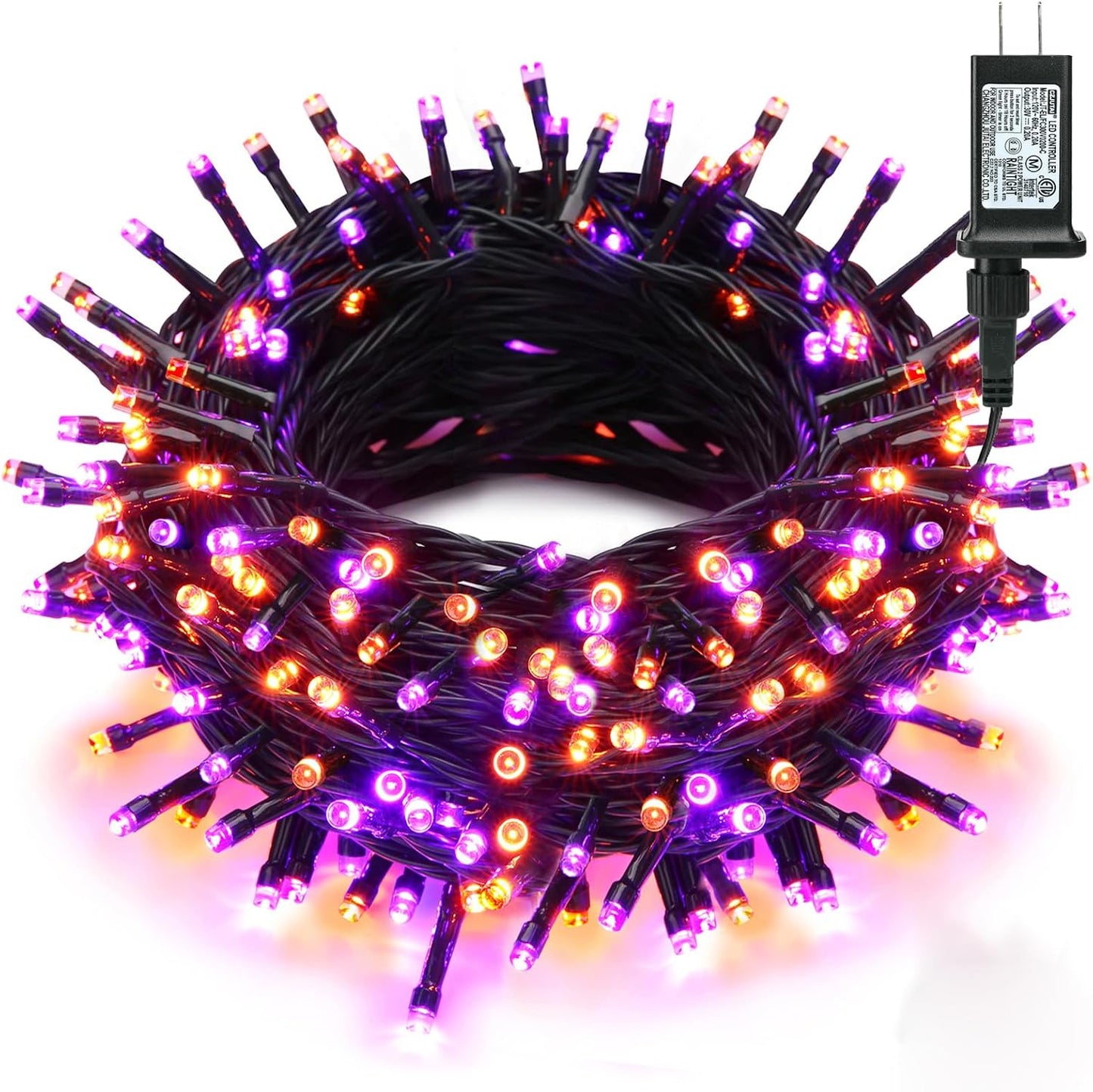 Luces Halloween naranja y morada 240 LED 95ft