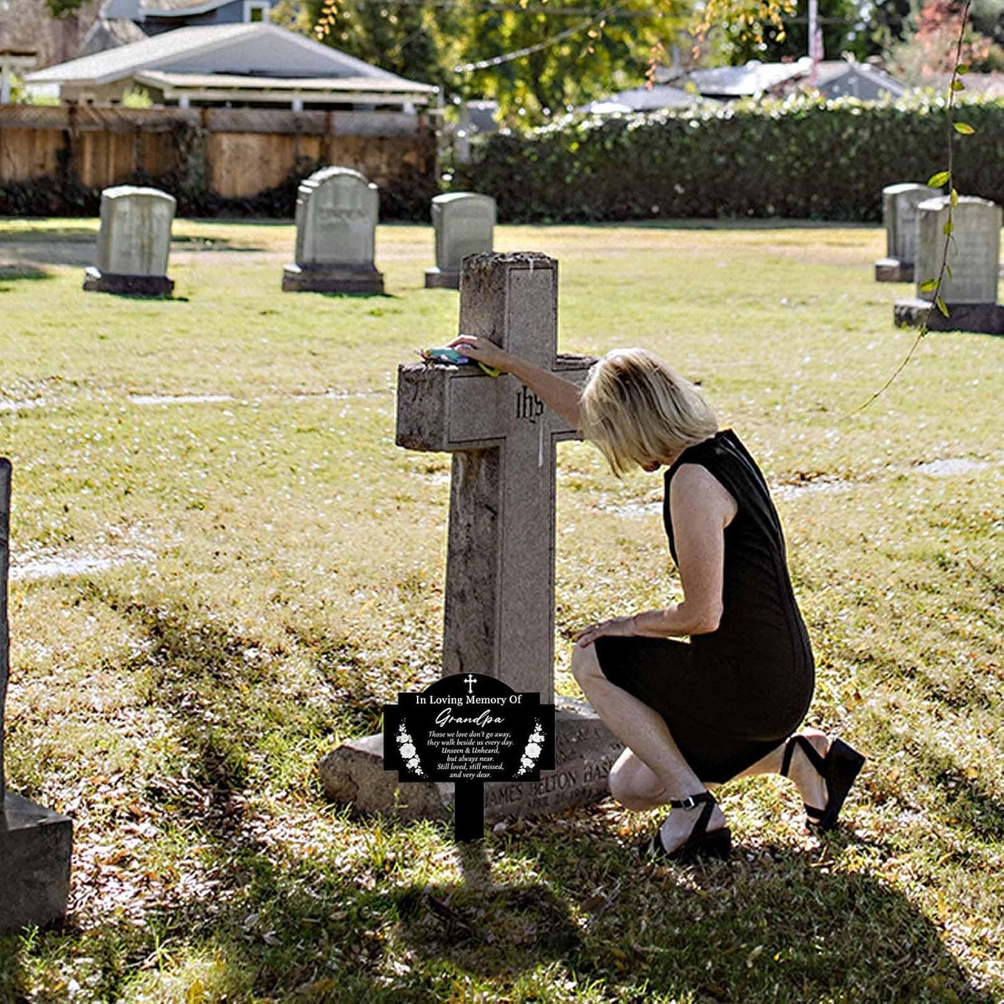 Estaca conmemorativa metal impermeable cementerio 13x9.8"
