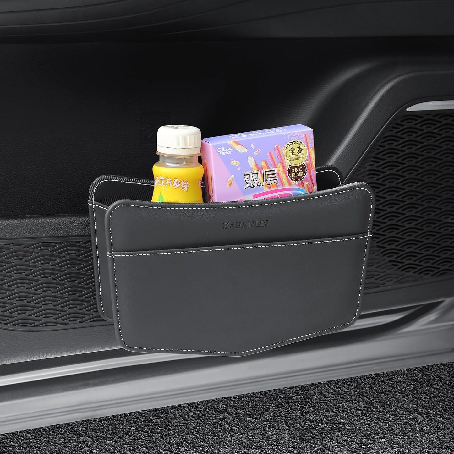 Cubo basura cuero automóvil contenedor plegable negro
