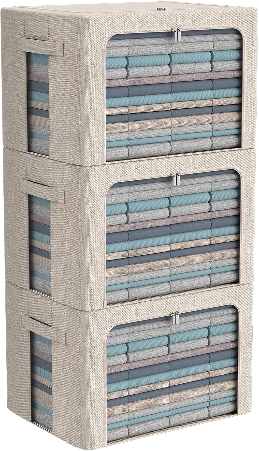 3 Pack Contenedores Almacenamiento Plegables con Ventana