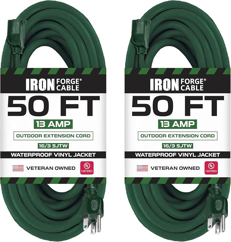 2 Pack Cable Extensión 50ft 3 Clavijas Resistentes