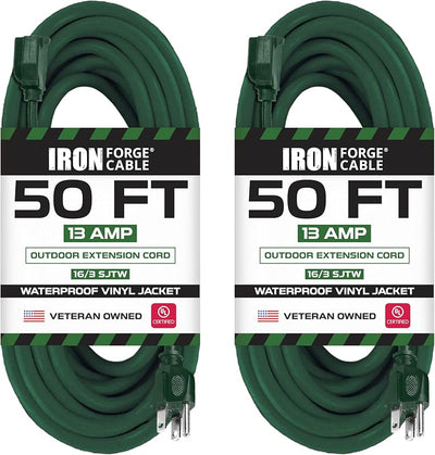 2 Pack Cable Extensión 50ft 3 Clavijas Resistentes