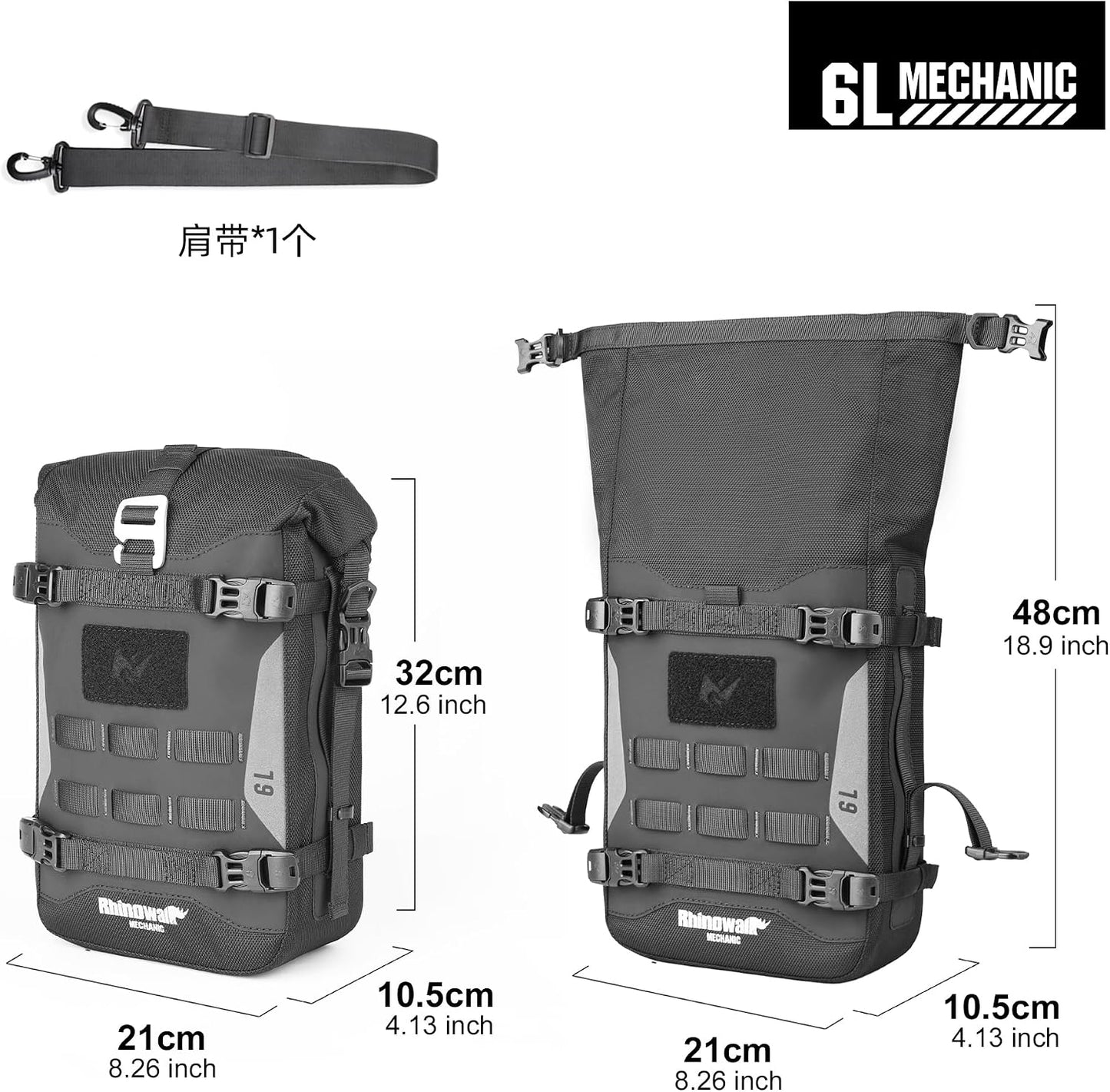 Bolsa lateral motocicleta anticolisión expandible con correa