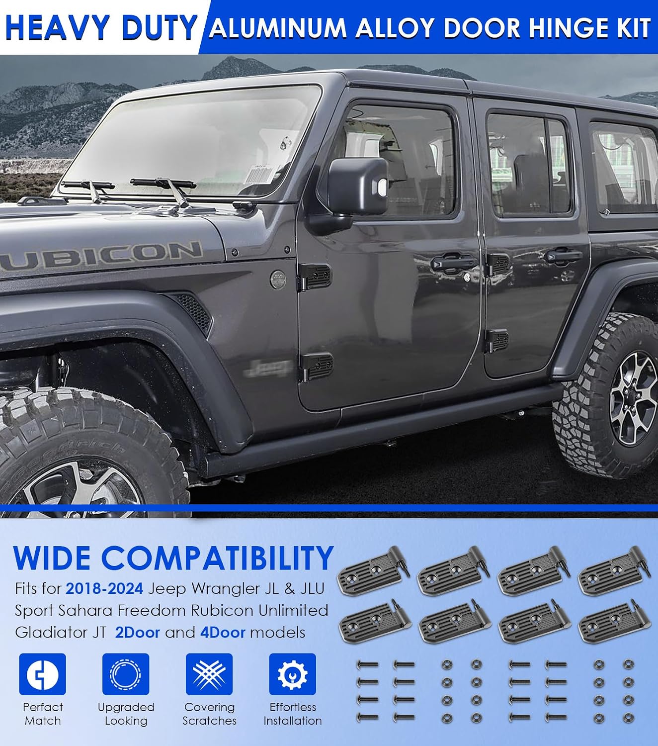 Kit bisagra puerta Jeep Wrangler JL 2018-26 8 Uds
