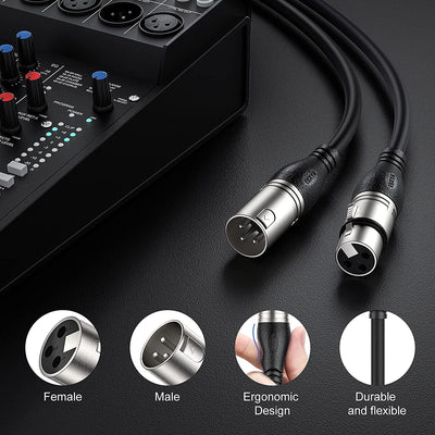 Cable XLR 75ft 2uds para micrófono y bocina 3pines negro