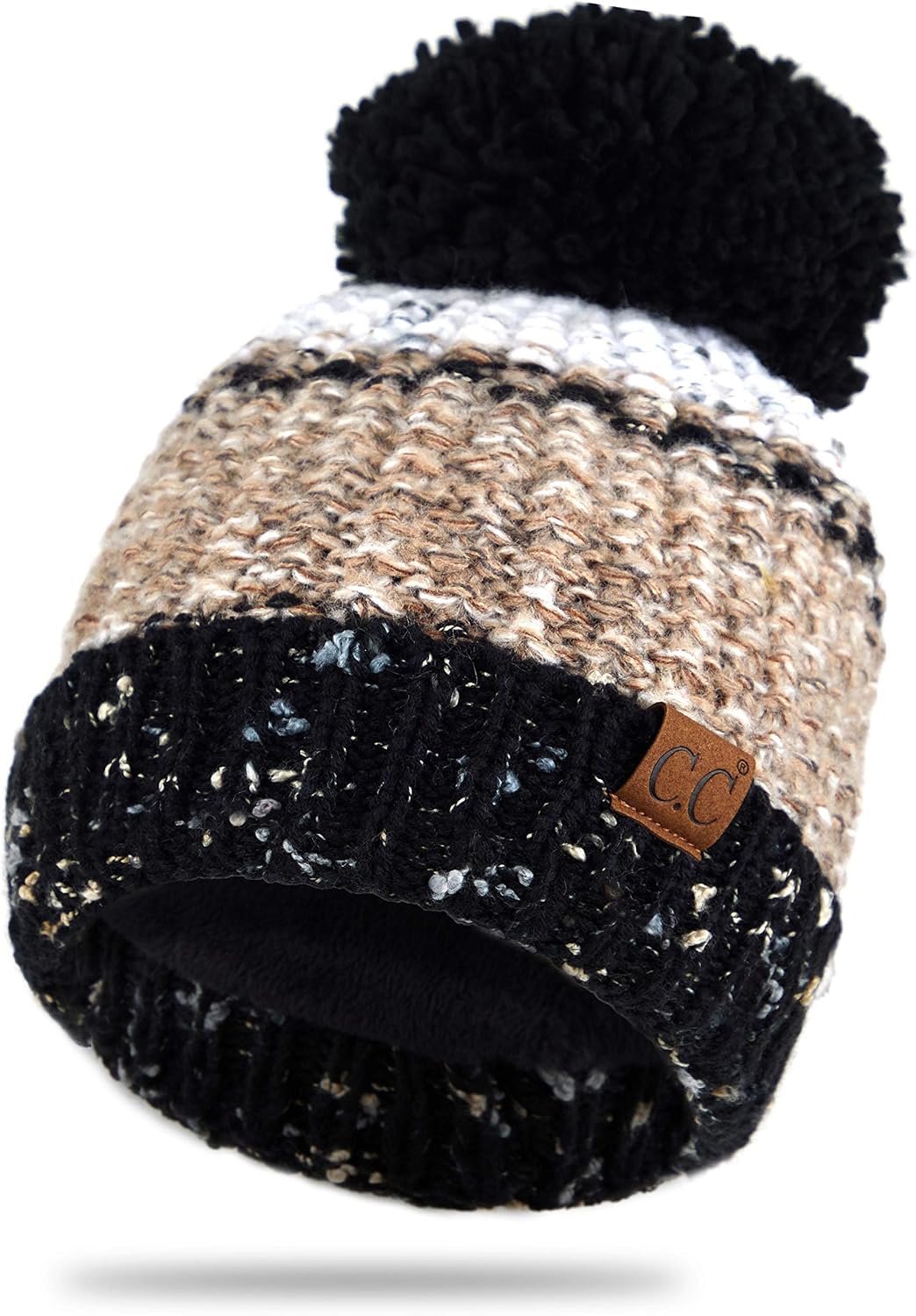 Gorro con pompón mujer diseño semilla invierno