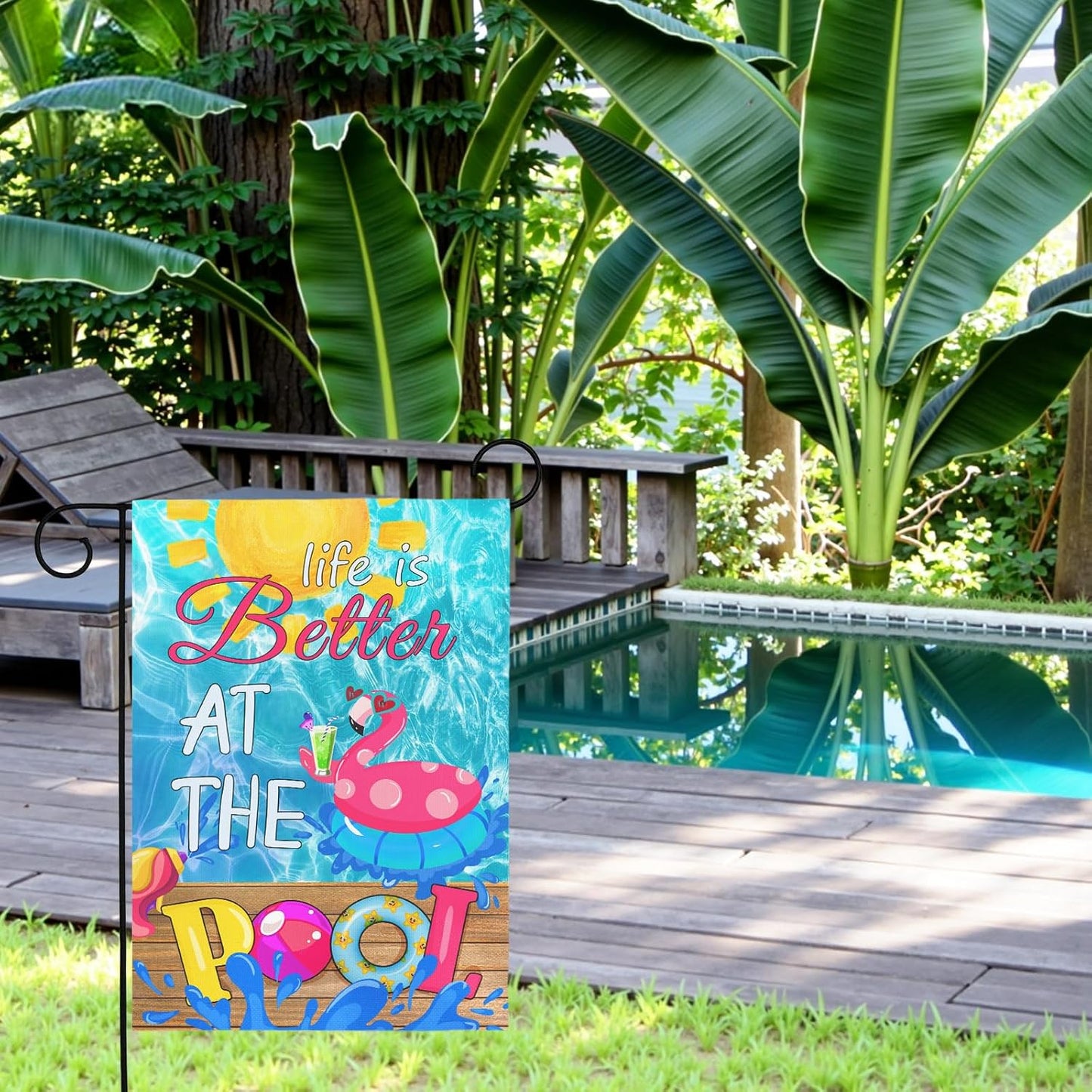Bandera decorativa para piscina y jardín verano