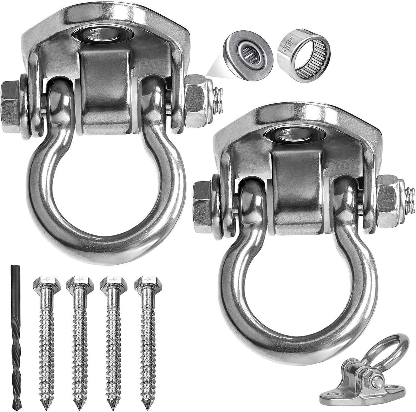 2 Perchas Acero Inox 304 Resistentes 2000lb para Columpio 180°