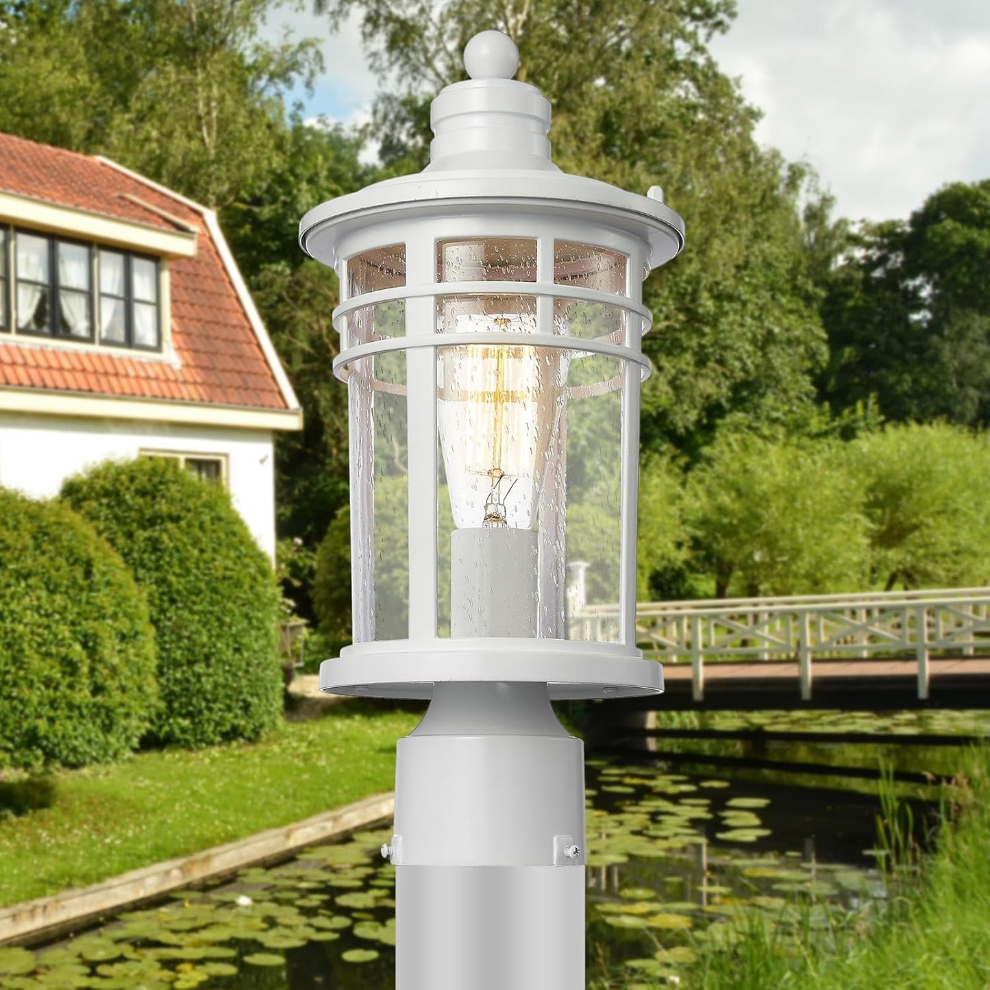 Luces poste exterior aluminio vidrio impermeables