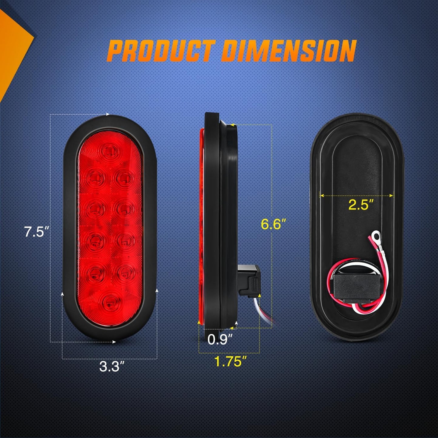 Kit luces LED remolque 6" trasera 2" lateral rojo ámbar 12V