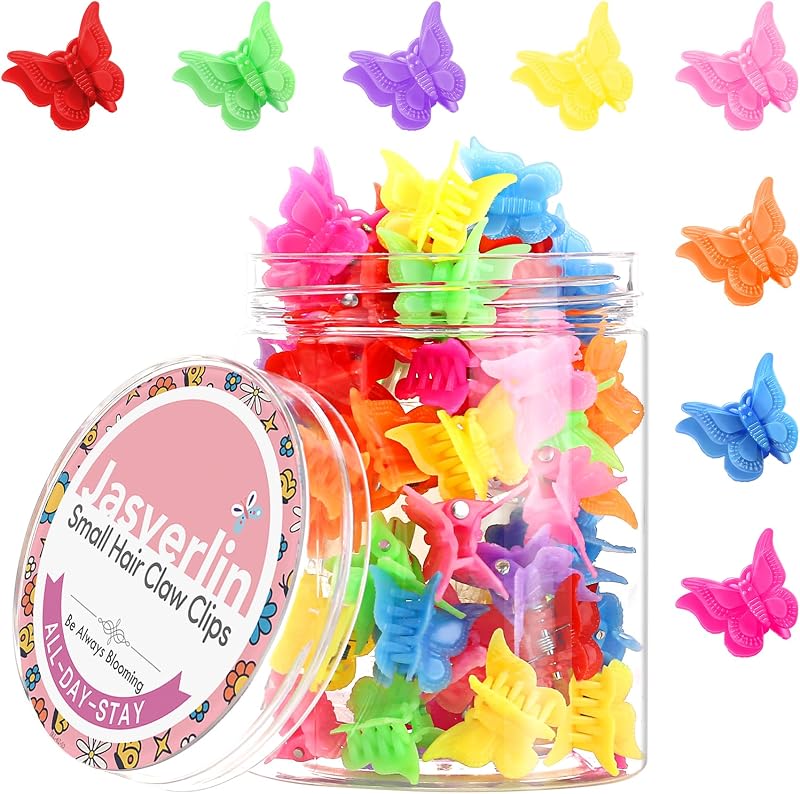 Pinzas mariposa cabello plástico 8 colores 50uds